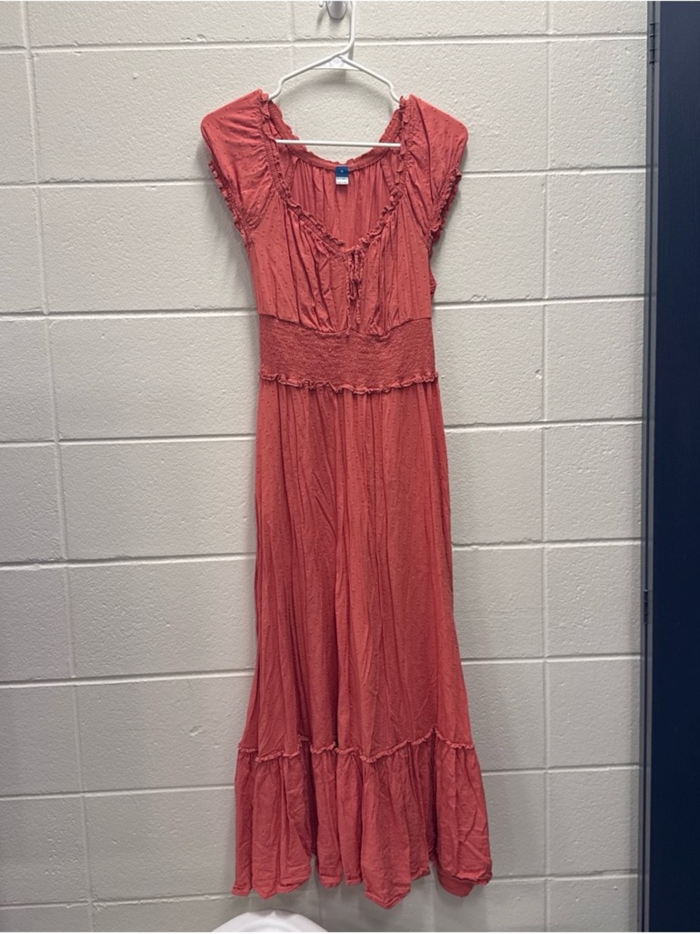 Old Navy Coral Maxi Dress with Smocked Waist